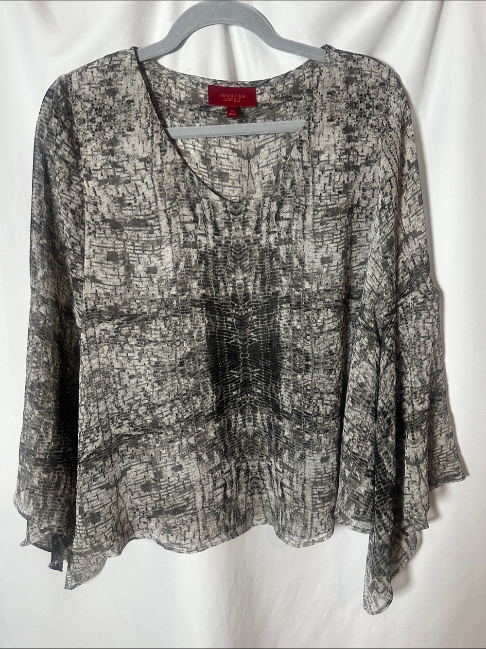 Jennifer Lopez Gray & Black Printed Chiffon Tunic